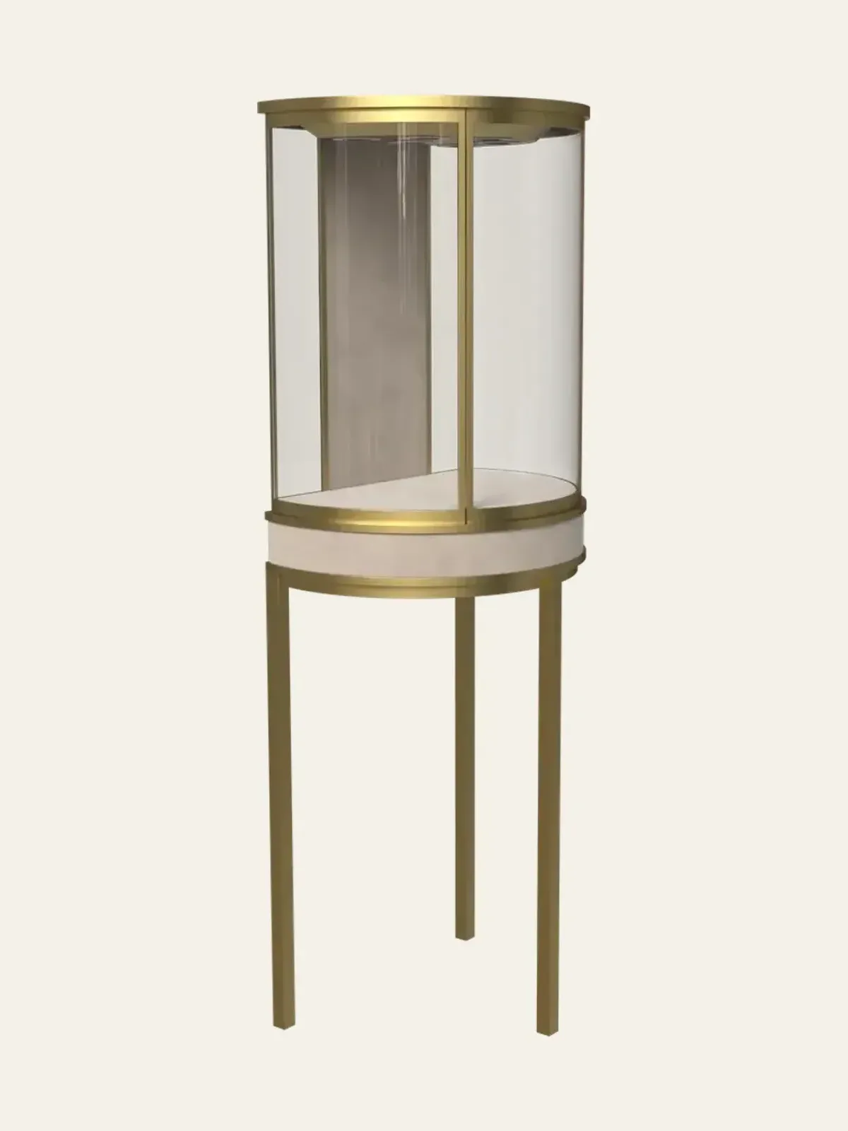 view 2 of cylindrical arc glass tall cabinet