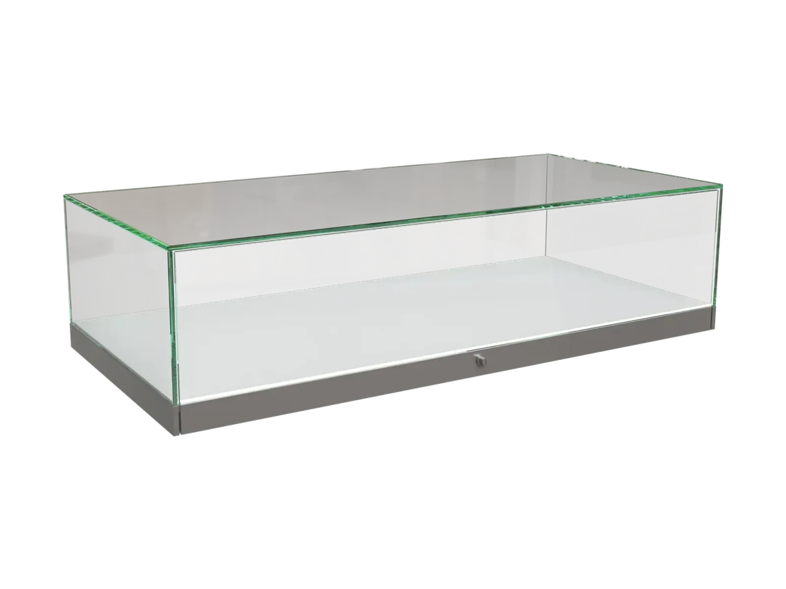 perspective view of frameless glass cover jewelry showcase 1