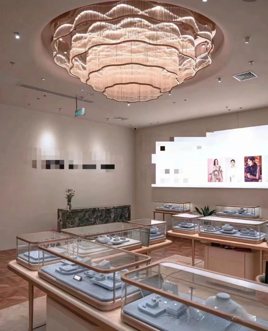 Rose gold jewelry store counters