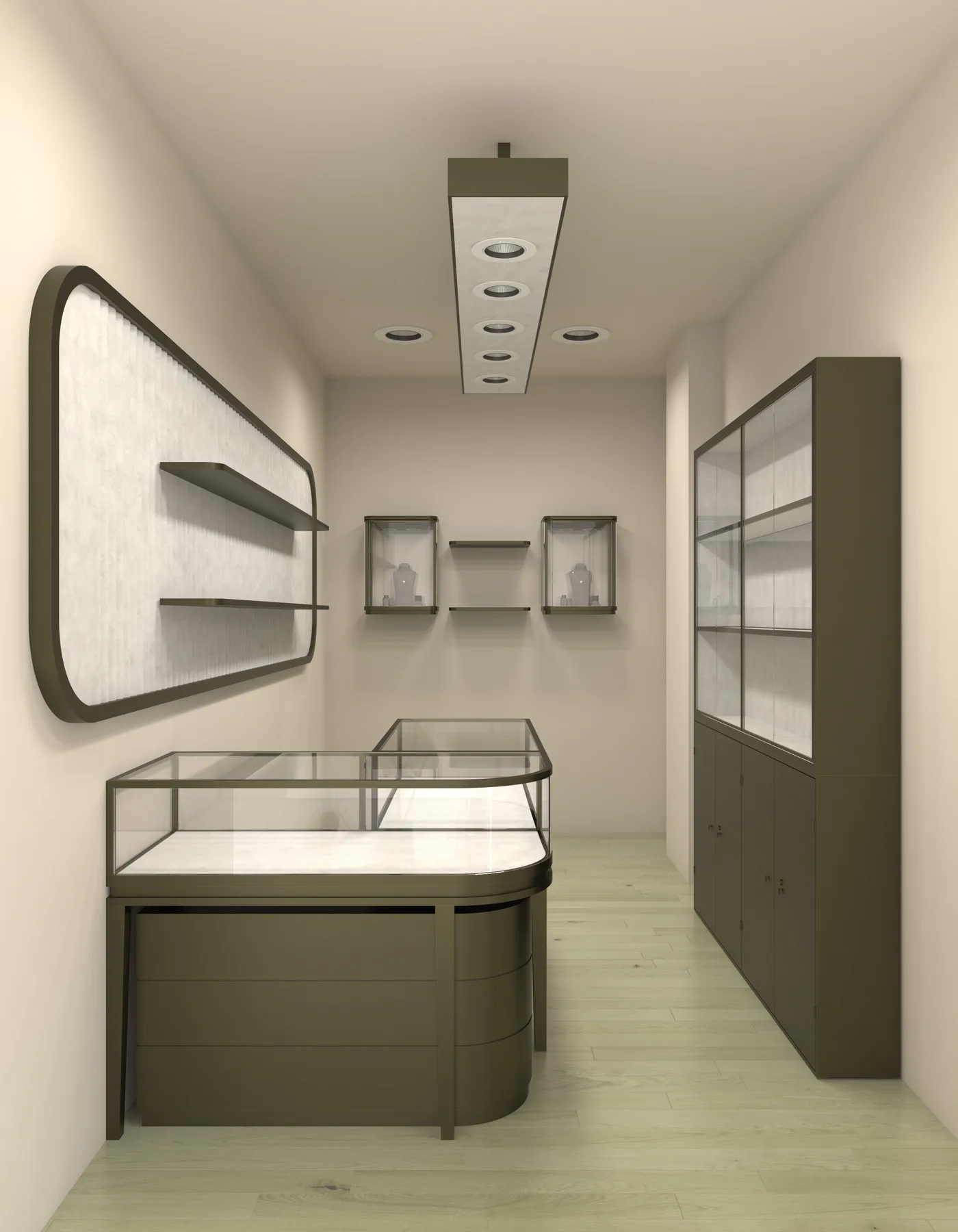 Small jewelry store showcase layout concept